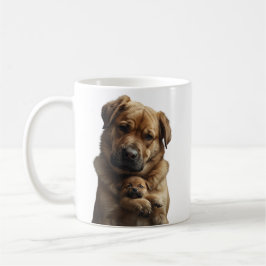 Big Dog Comforts Crying Tiny Puppy Mug Kaffeetasse
