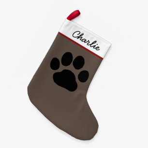 Big Dog Paw Print Niedlicher Urlaub von Canine L Kleiner Weihnachtsstrumpf