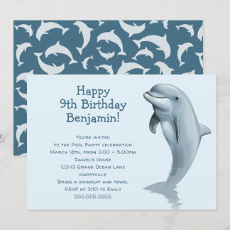Big Dolphin Kindergeburtstag Party Einladung