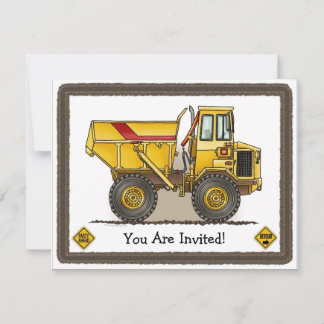 Big Dump Truck Construction Kids Party Einladung