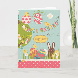 Big Easter set with cute chocolate rabbit Feiertagskarte