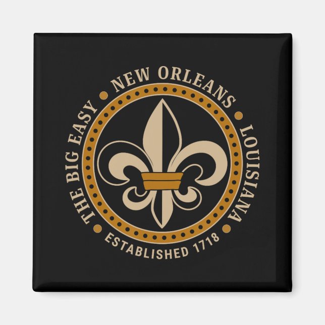 Big Easy New Orleans Louisiana Fleur De Lis Establ Magnet (Vorne)