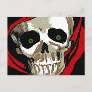 Big Eerie Zombie Eyes Skull Skeleton Halloween Postkarte