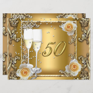 Big Elegant Gold 50. Hochzeitstag Party Einladung
