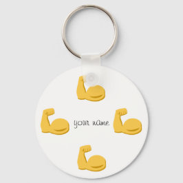 Big Emoji Bicep und '' Ihr Name hier " Schlüsselanhänger