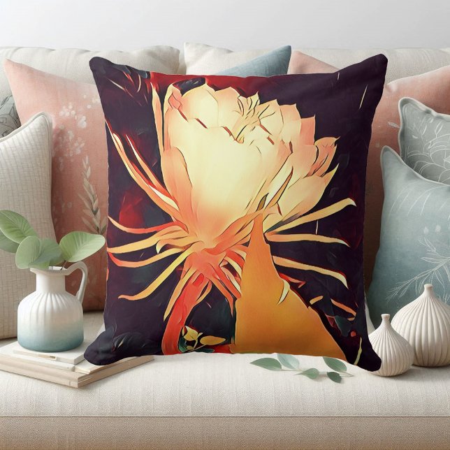 Big Exotic Farbe Bramha Lotus Floral Kissen (White Exotic Flower Bramha Lotus Floral Watercolor Throw Pillow)