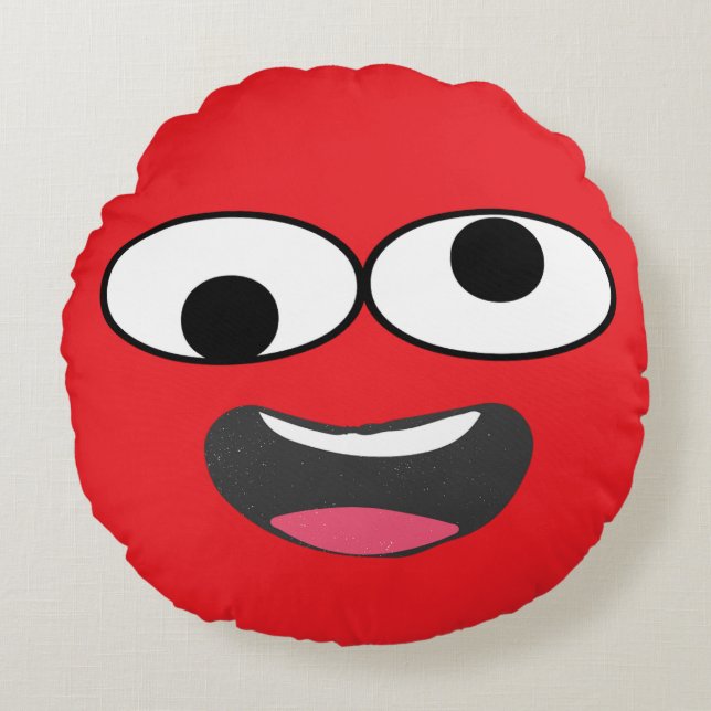 Big Expression - Cartoon-Gesicht Rundes Kissen (Vorderseite)