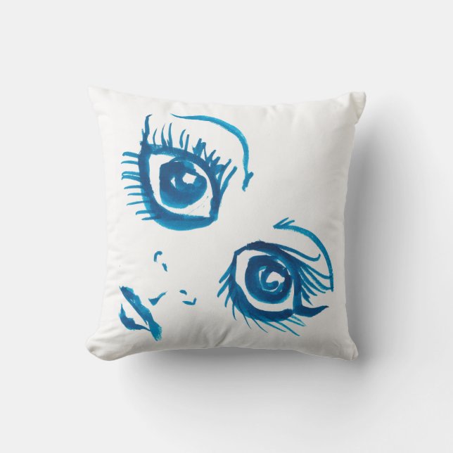 Big Eye Blue Print Pillow Kissen (Vorderseite)
