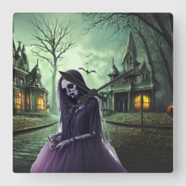 Big Eye Horror Creepy Boo Ghost Quadratische Wanduhr