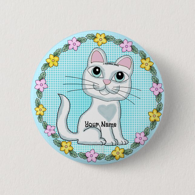 Big Eye Kitten Cat Button (Vorderseite)