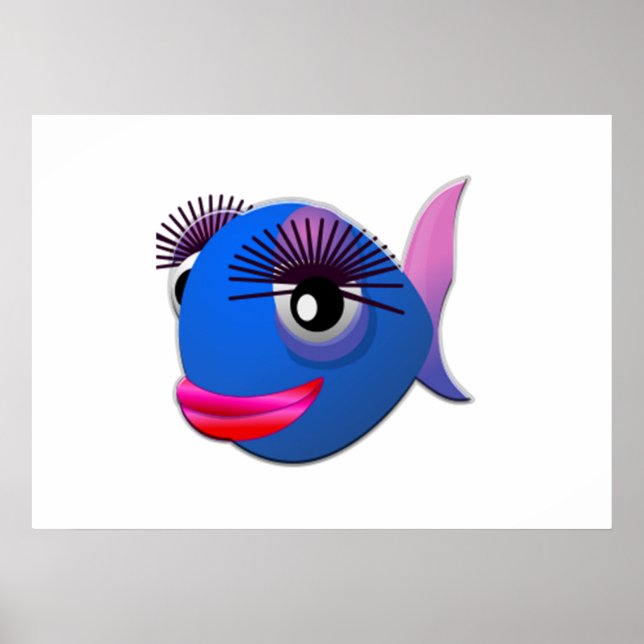 Big Eyelashes Cartoon Fisch Poster (Vorne)
