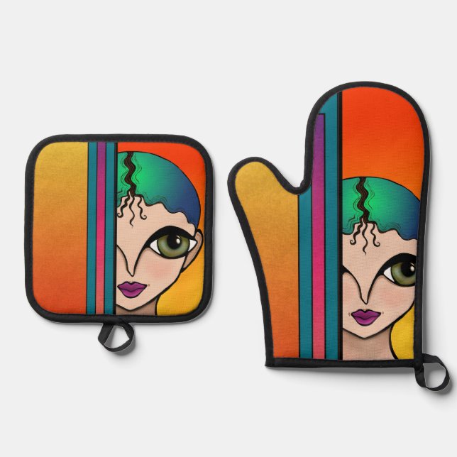 Big Eyes Design Ofenhandschuh & Topflappen-Set (Vorderseite)