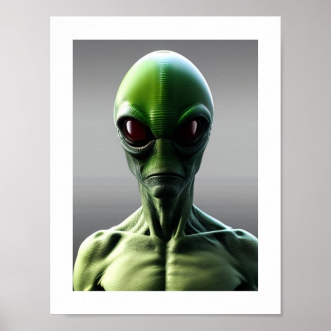 Big Eyes Green Alien Poster (Vorne)