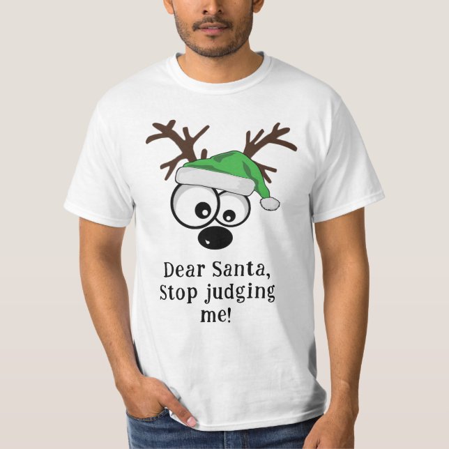 Big Eyes Green Hat Reindeer T-Shirt (Vorderseite)