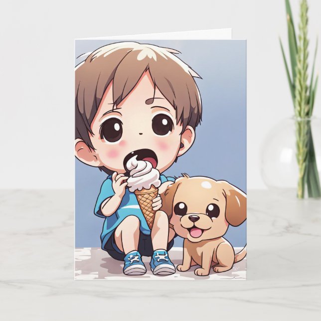 Big Eyes Little Boy Geburtstag Karte (Vorderseite)