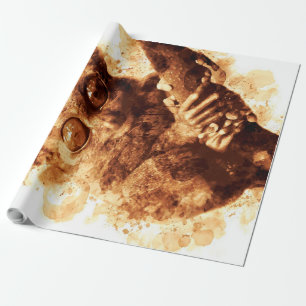 Big Eyes Monkey Coffee Art_633c3e6ae98b6de43e0a6dc Geschenkpapier