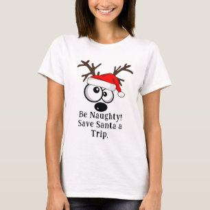 Big Eyes Red Hat Reindeer T-Shirt