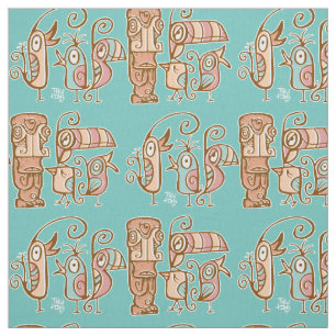 Big Eyes Tiki mit Vögeln Stoff