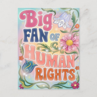 Big Fan of Human Rights Retro Floral Quote  Feiertagspostkarte
