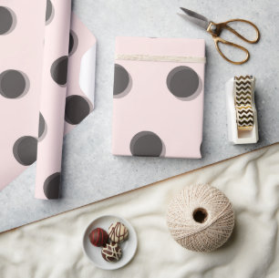 Big Fat Black Polka Dots Muster auf rosa Hochzeit Geschenkpapier