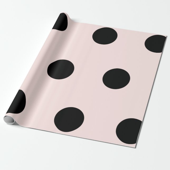 Big Fat Black Polka Dots Muster auf rosa Hochzeit Geschenkpapier (Ungerollt)