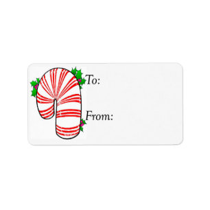 Big Fat Candy Cane Gift Tag Adressaufkleber