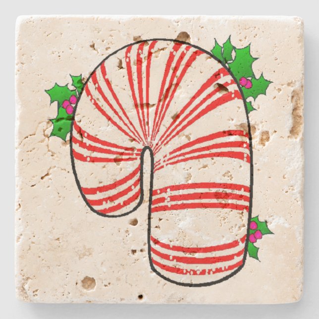 Big Fat Candy Cane Steinuntersetzer (Vorderseite)