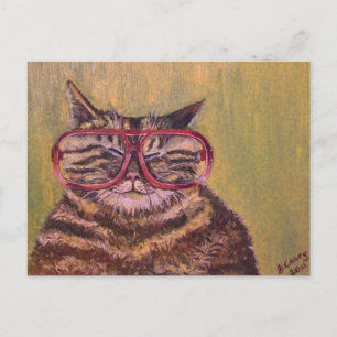 Big Fat Glasses Cat Postkarte