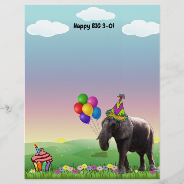 Big Fat Happy Geburtstag mit einem Elephant & Cupc (Vorderseite)