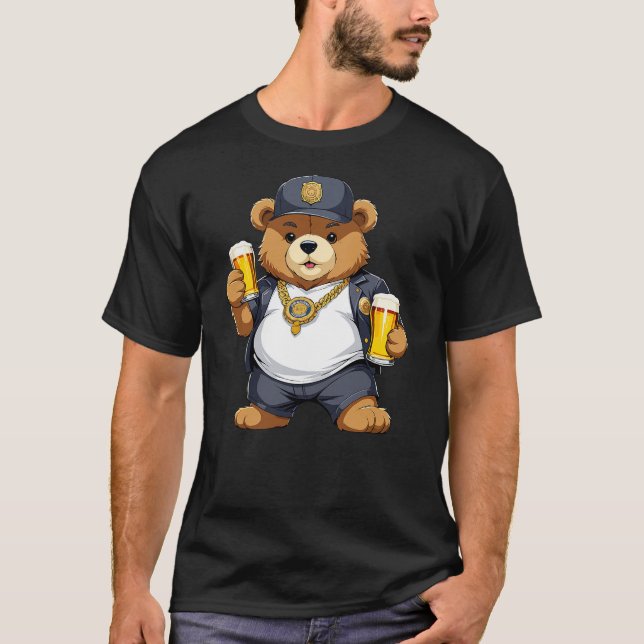 Big Fat Teddy Bear Gangster in Hip Hop Street Clot T-Shirt (Vorderseite)