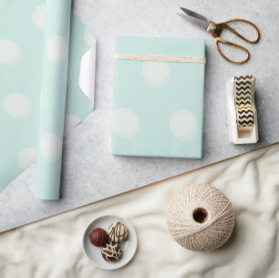 Big Fat Vanilla Polka Dots Muster auf Mint Hochzei Geschenkpapier