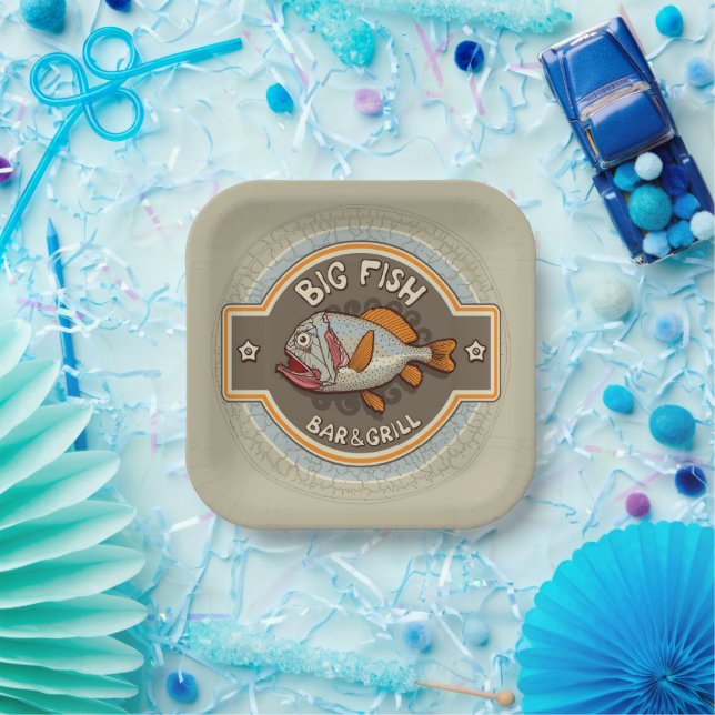Big Fish Bar and Grill Poster Pappteller (Party)