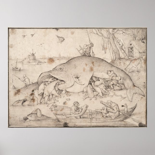 Big Fish Eat Little Fish by Pieter Bruegel Poster (Vorne)