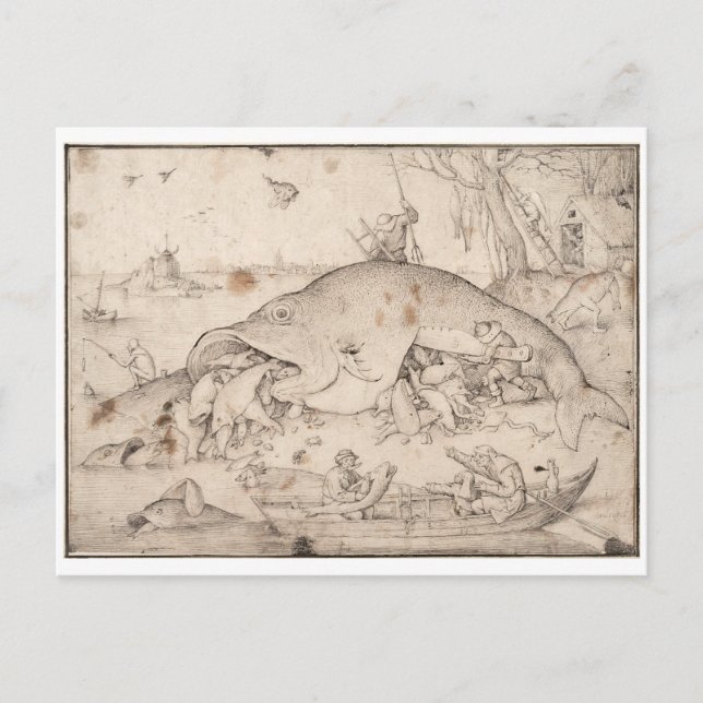 Big Fish Eat Little Fish by Pieter Bruegel Postkarte (Vorderseite)