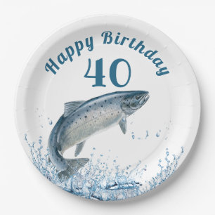 Big Fish in Wasser 40. Geburtstag Party Papierplat Pappteller