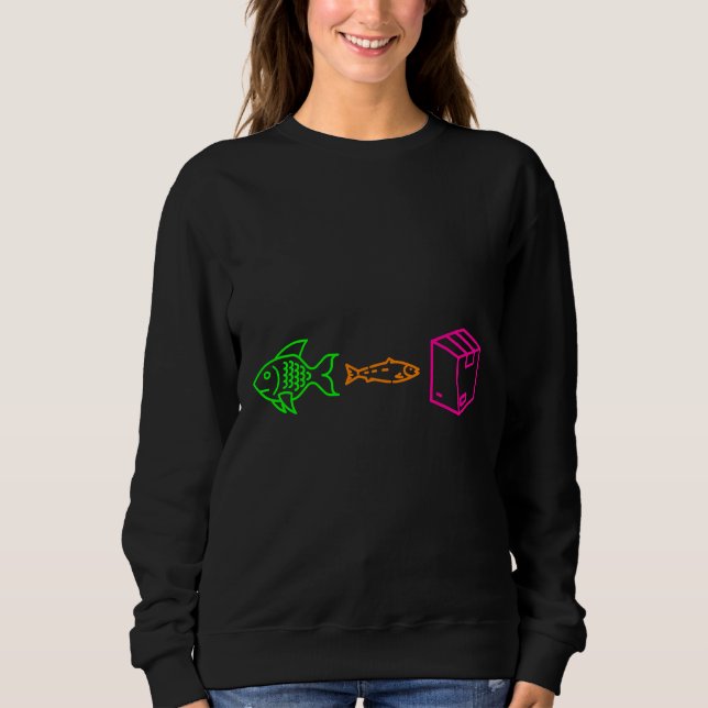 Big Fish Little Fish Pappkarton Neon Sweatshirt (Vorderseite)