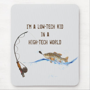 big fish on fishing pole with quote mousepad
