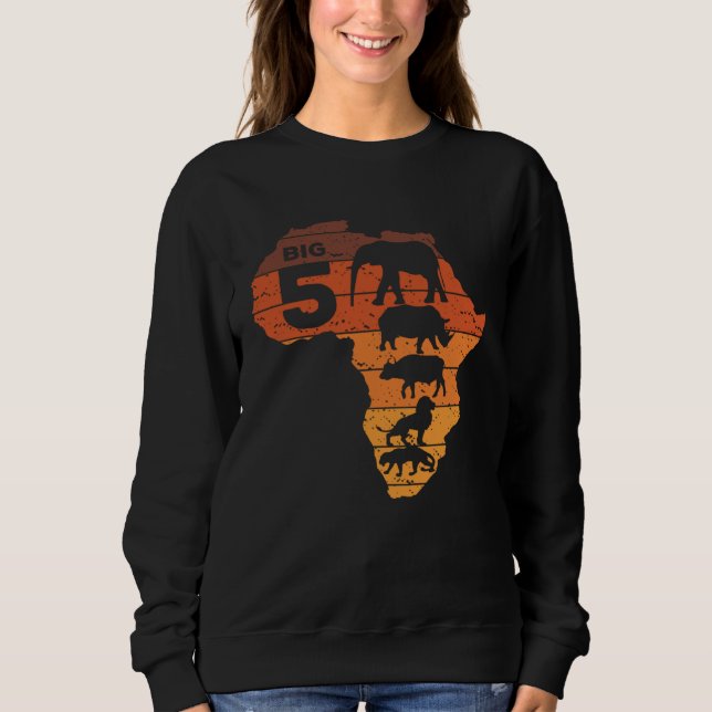 Big Five African Animals Elephant Rhino Buffalo Li Sweatshirt (Vorderseite)