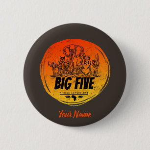 Big Five von Africa Safari Vintag Elefant, Löwe Button