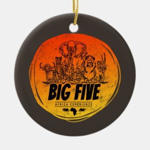 Big Five von Africa Safari Vintag Elefant, Löwe Keramik Ornament
