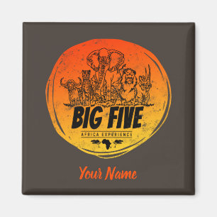 Big Five von Africa Safari Vintag Elefant, Löwe Magnet