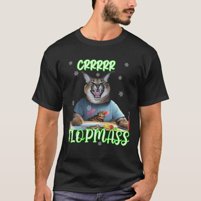 BIG FLOPPA Mem Katz fröhliche Weihnachten T-Shirt (Vorderseite)