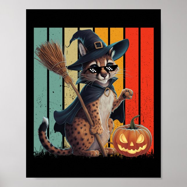 Big Floppa Meme Caracal Cat Halloween Poster (Vorne)
