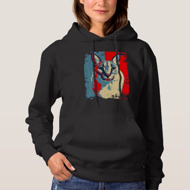 Big Floppa Meme cat Cute  Caracal Cat retro distre Hoodie (Vorderseite)