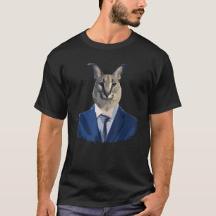 Big Floppa Meme trägt einen Anzug  Caracal-Katzen- T-Shirt