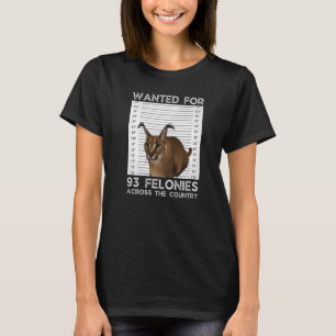 Big Floppa Wanted Caracal Katze Meme T-Shirt