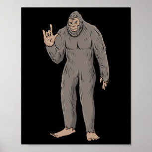 Big Foot Asl Hand Gesture Deaf Hörverlust Awaren Poster