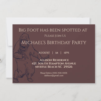 Big Foot Birthday Party Einladung
