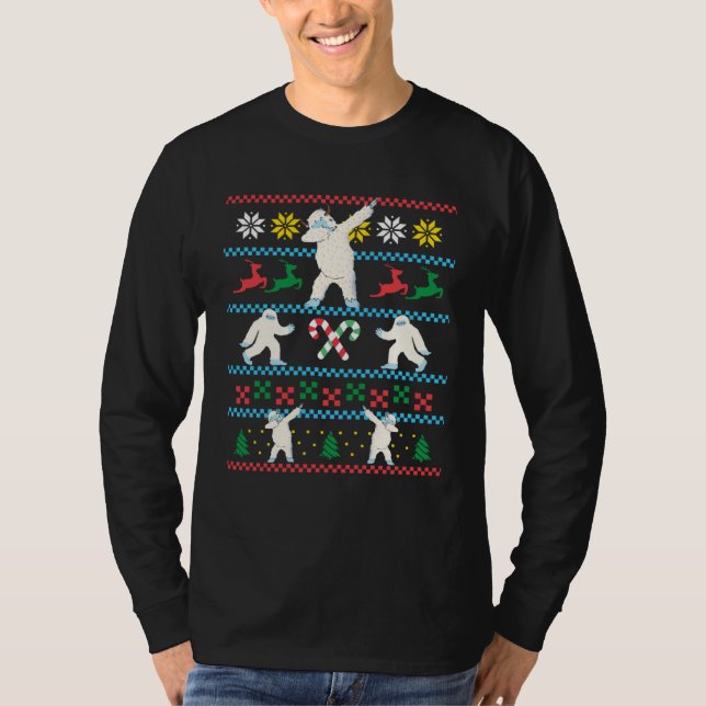 Big Foot Dabbing Yeti Ugly Christmas Sweater Winte T-Shirt (Vorderseite)