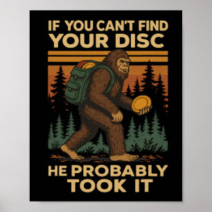 Big Foot Funny Disc Golf Sasquatte Männer Frauen K Poster